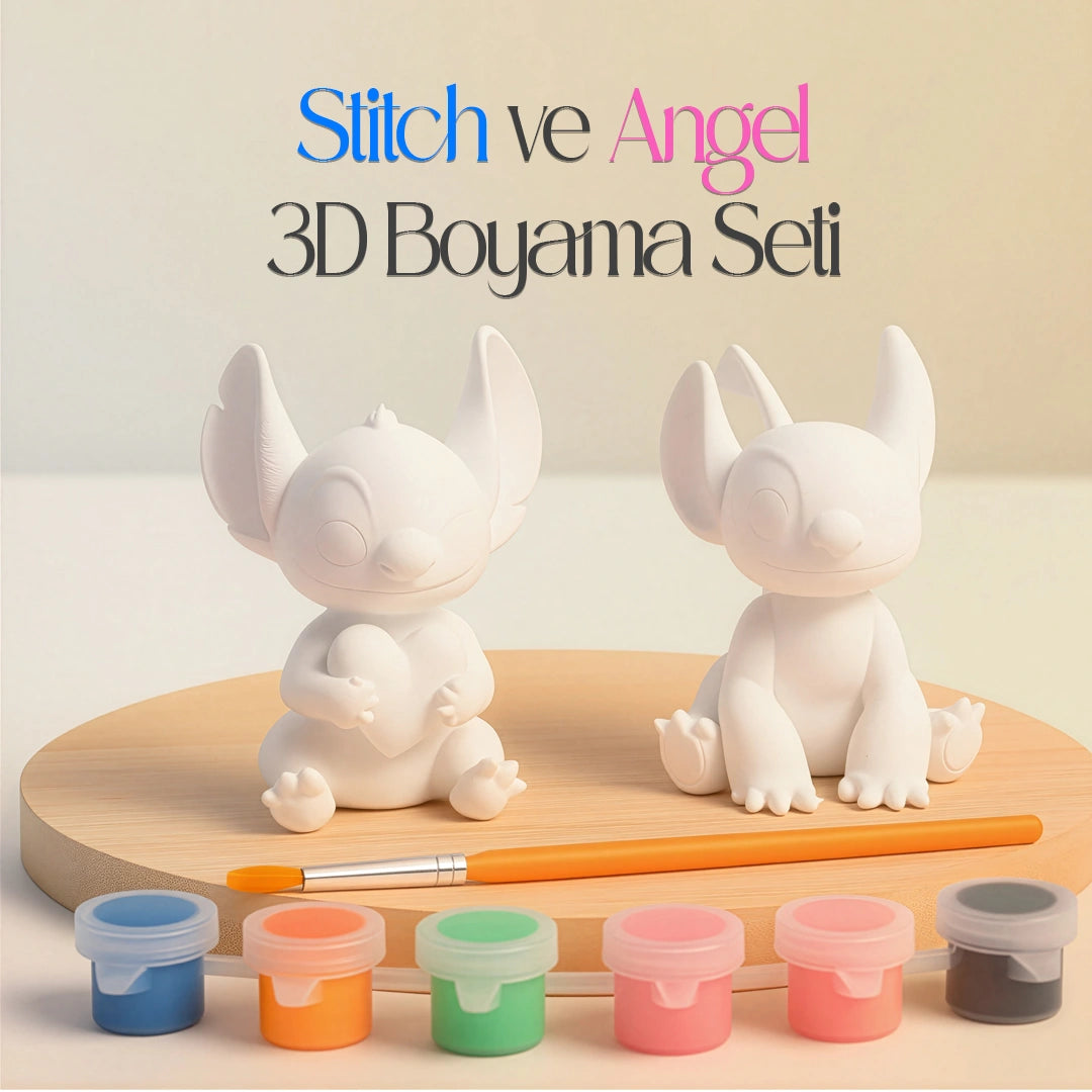 Küçük Kızıma ÖZEL KOLEKSİYON LABUBU 151 TAŞ İŞLEMELİ KOLYE ve STİCH VE ANGELA 3D BOYAMA SETİ