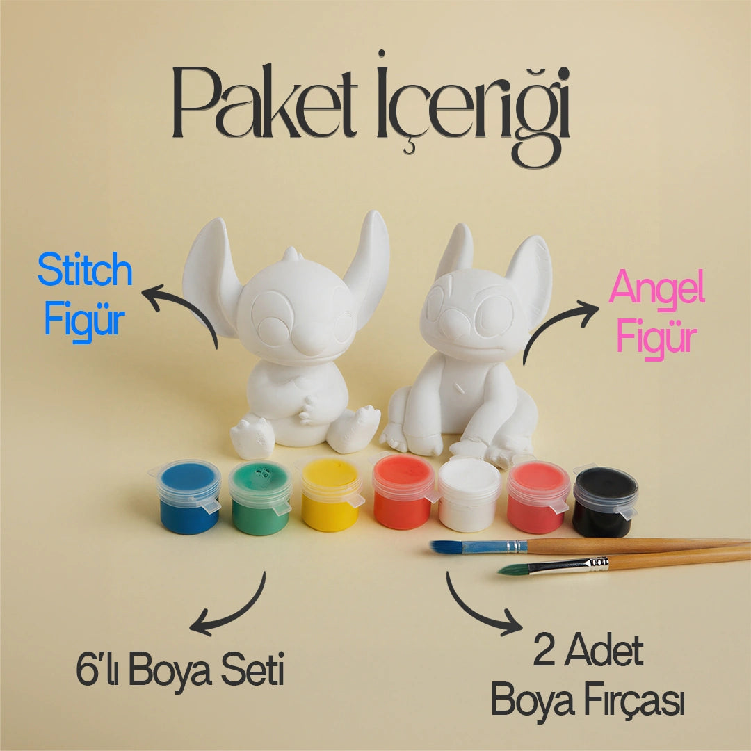 Küçük Kızıma ÖZEL KOLEKSİYON LABUBU 151 TAŞ İŞLEMELİ KOLYE ve STİCH VE ANGELA 3D BOYAMA SETİ