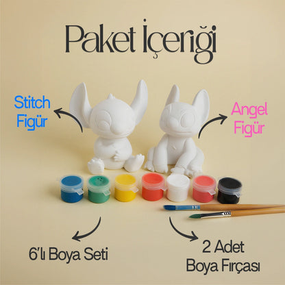 Küçük Kızıma ÖZEL KOLEKSİYON LABUBU 151 TAŞ İŞLEMELİ KOLYE ve STİCH VE ANGELA 3D BOYAMA SETİ