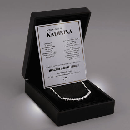 Kadınına Sıra Taşlı Kolye Anlamlı Not ve kutulu