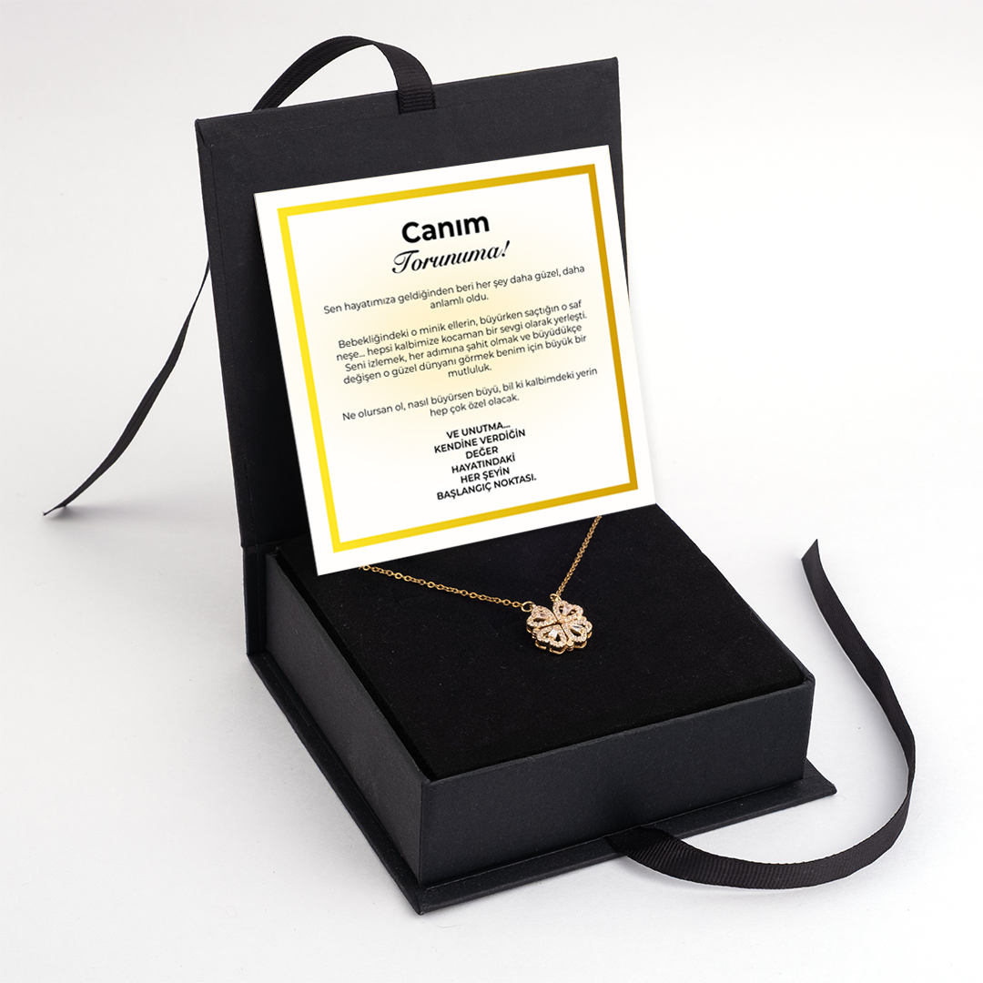 Für meine Tochter Kleeblatt-Halskette mit Notiz und Geschenkbox