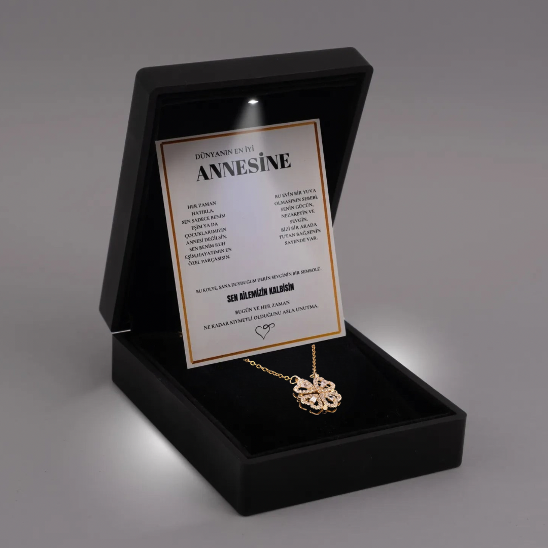 Annesine Yonca Kolye Anlamlı Not ve Kutulu