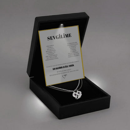 „To My Love“ Liebesherz-Stahlkette mit Notiz und Geschenkbox