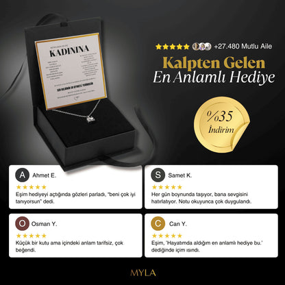 Kadınıma Zarafet Kolye Anlamlı Not ve Kutulu