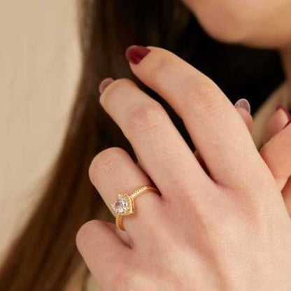 Stein Herz Ring Gold