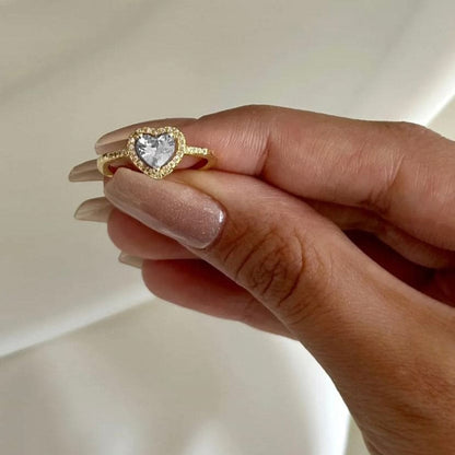 Stein Herz Ring Gold