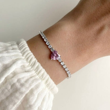 Stein Herz Armband Rosa
