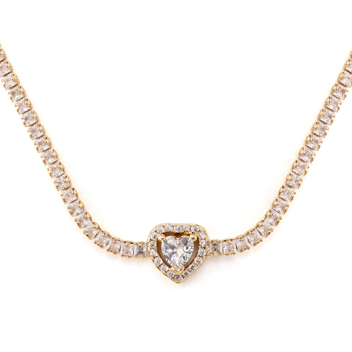 Taşlı Kalp Bileklik Gold