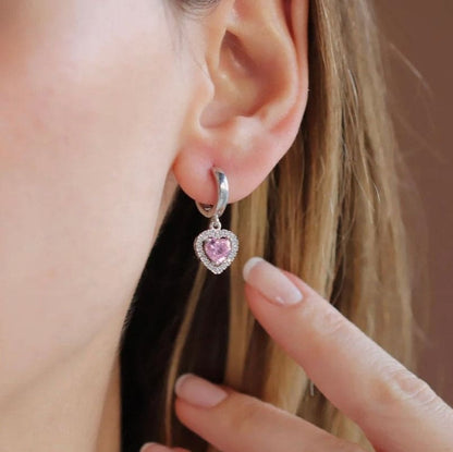 Stein Herz Ohrringe Rosa