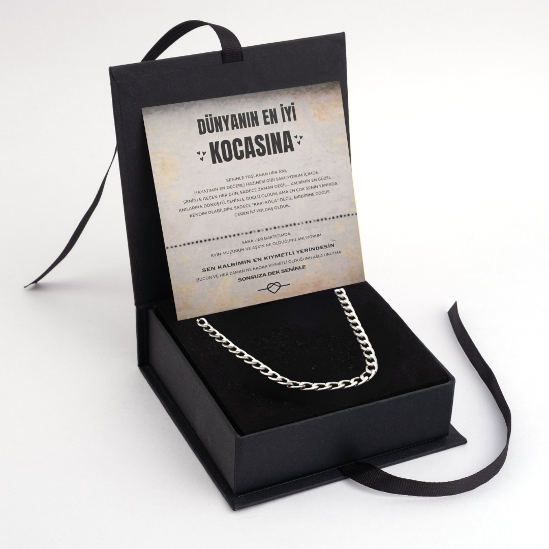 „Für meinen Sohn“-Stick-Halskette mit Notiz und Geschenkbox
