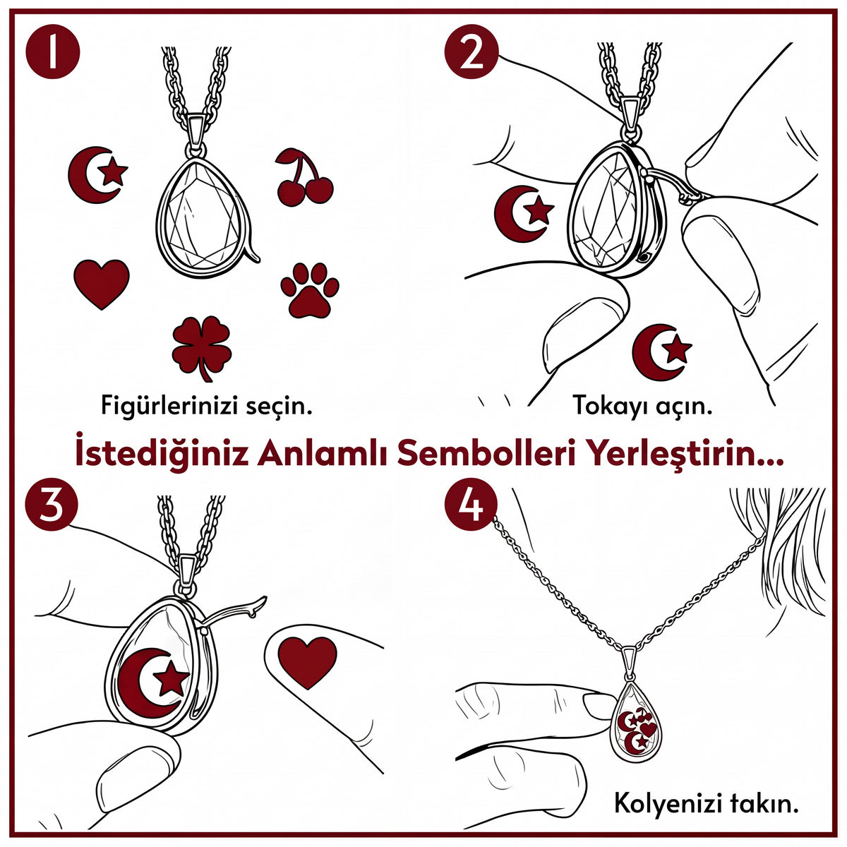 Avucunun içinde sevgimi hatırla Notlu Kır Çiçeği Kolye