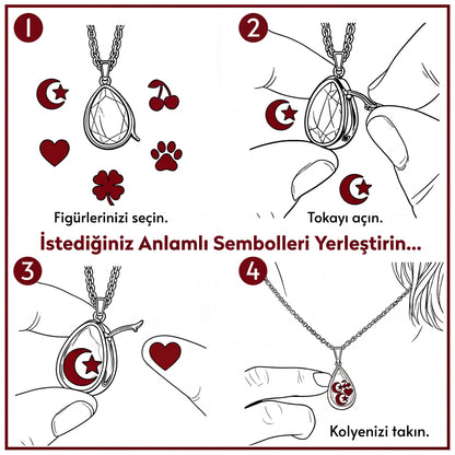 Avucunun içinde sevgimi hatırla Notlu Kır Çiçeği Kolye
